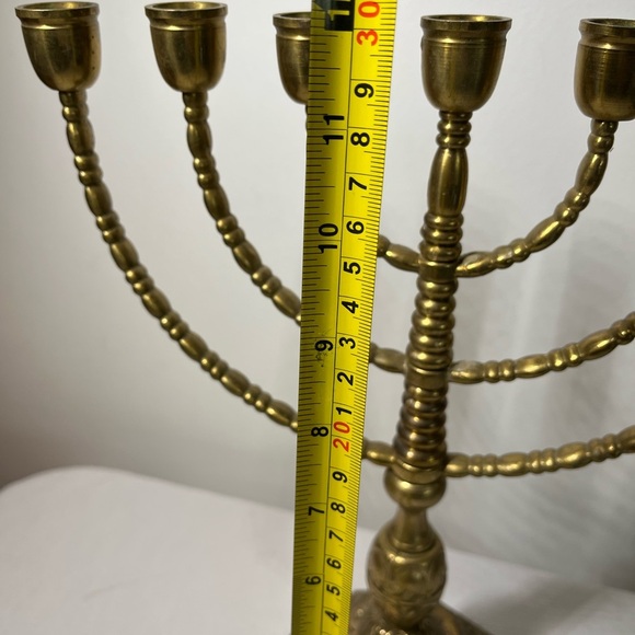 Vintage Sweden Judaica Menorah 7 arms brass candle holder - Picture 5 of 9